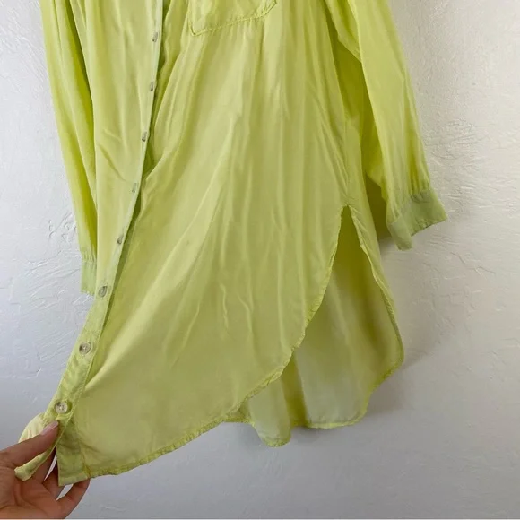 Anthropologie Pilcro Size Small Faded Yellow Green Button Down Long Tunic Blouse - Picture 4 of 8